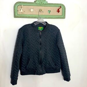 Groovy monkey sartorial savant cotton zig zag zip bomber jacket large charcoal